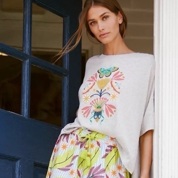 Anthropologie Tops - SOLD NWT ANTHROPOLOGIE Mary O’Malley RARE Butterfly Oversized Tee M/L